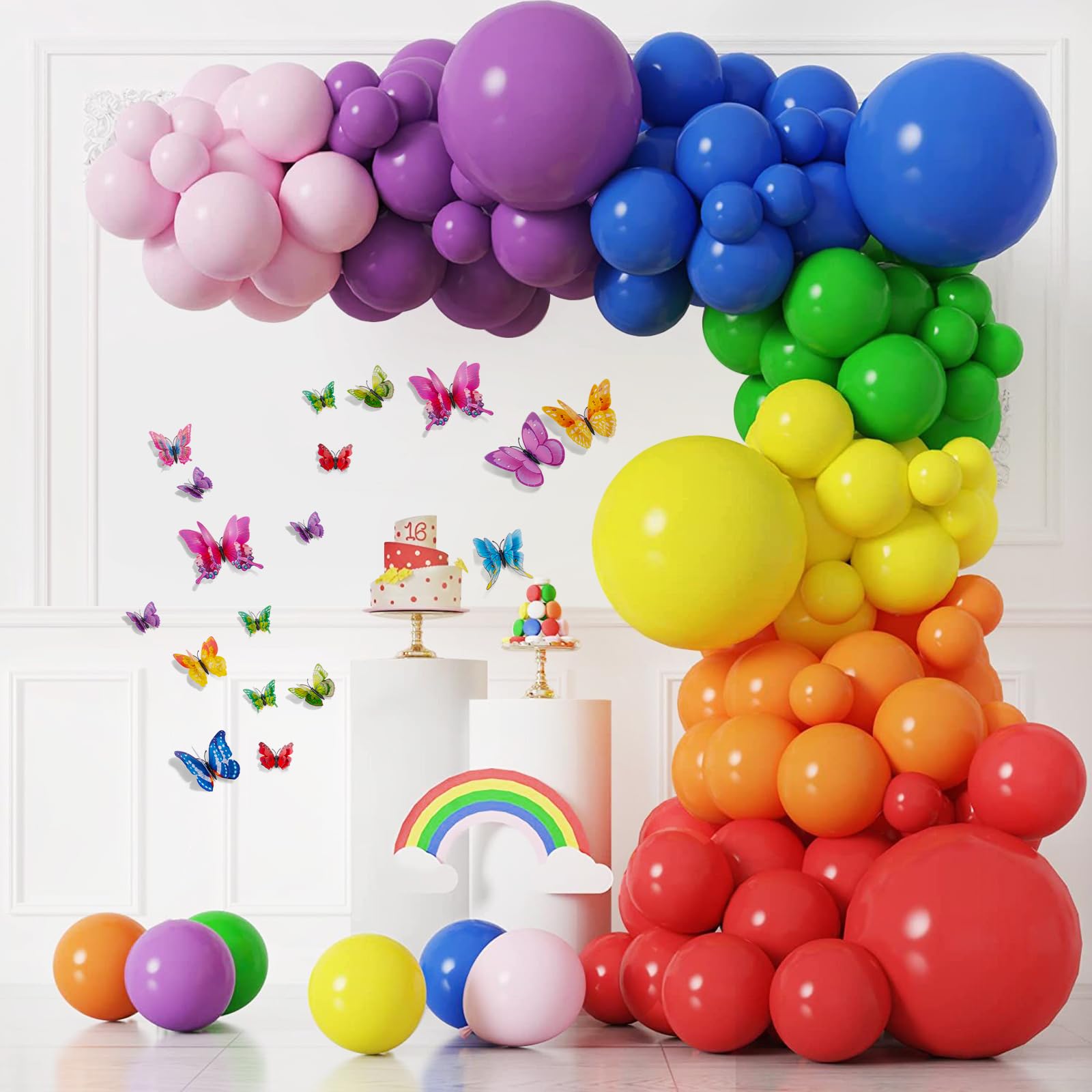 SAOROPEB 3D Butterfly Wall Decor, 24 Pcs Double Layer Butterfly Decorations for Party Decorations Locker Decor Refrigerator Decal, Reusable (Colorful)