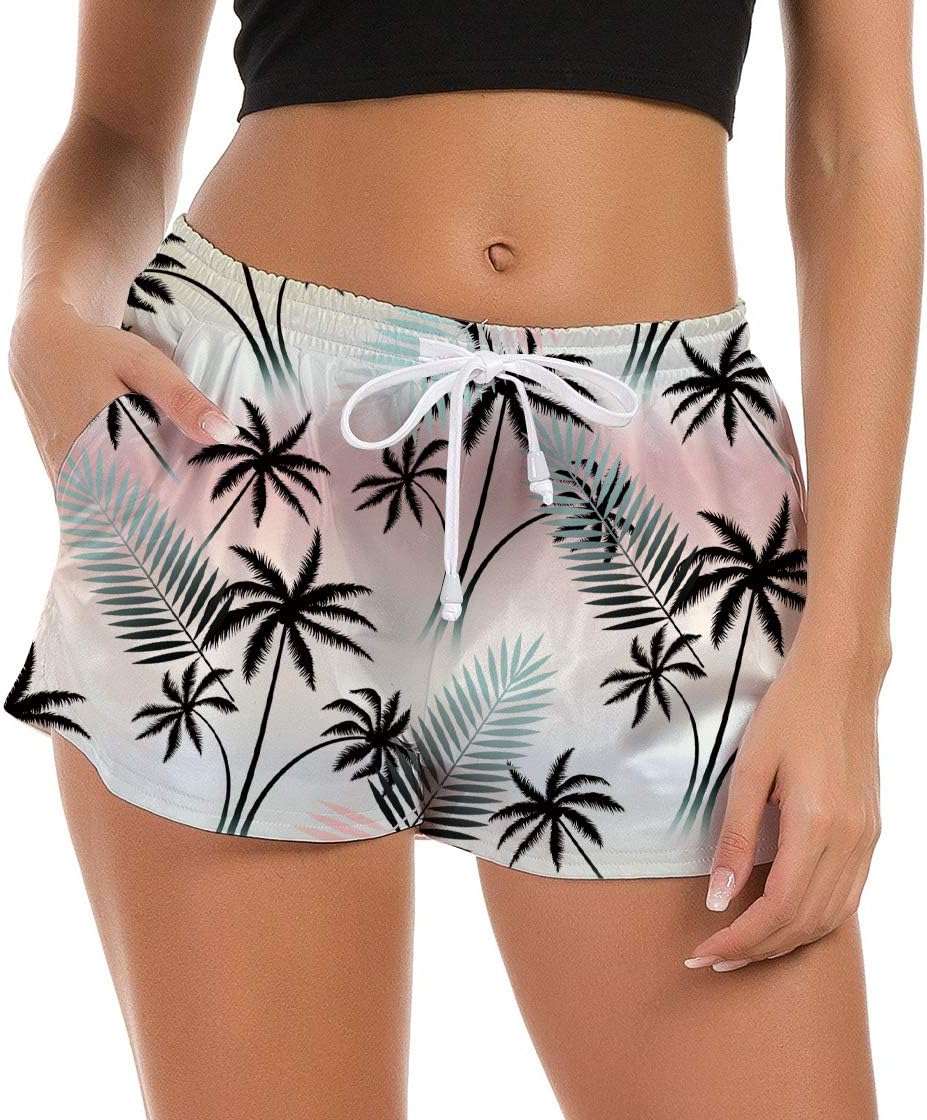 FanientWomen Swim Shorts 3D Graphic Beach Board Shorts Summer Swimwear Bottom Novelty Workout Gym Sport Pants with Adjustable Drawstring XS-XL