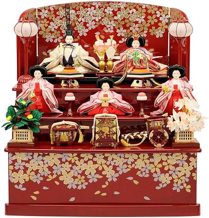 Amazon 雛人形 収納飾り 赤塗 ひな人形 お祝い 引出収納式 三段飾り 3段飾り 五人飾り 5人飾り 収納飾り おしゃれ かわいい おしゃれ 可愛い コンパクト 段飾り おもちゃ