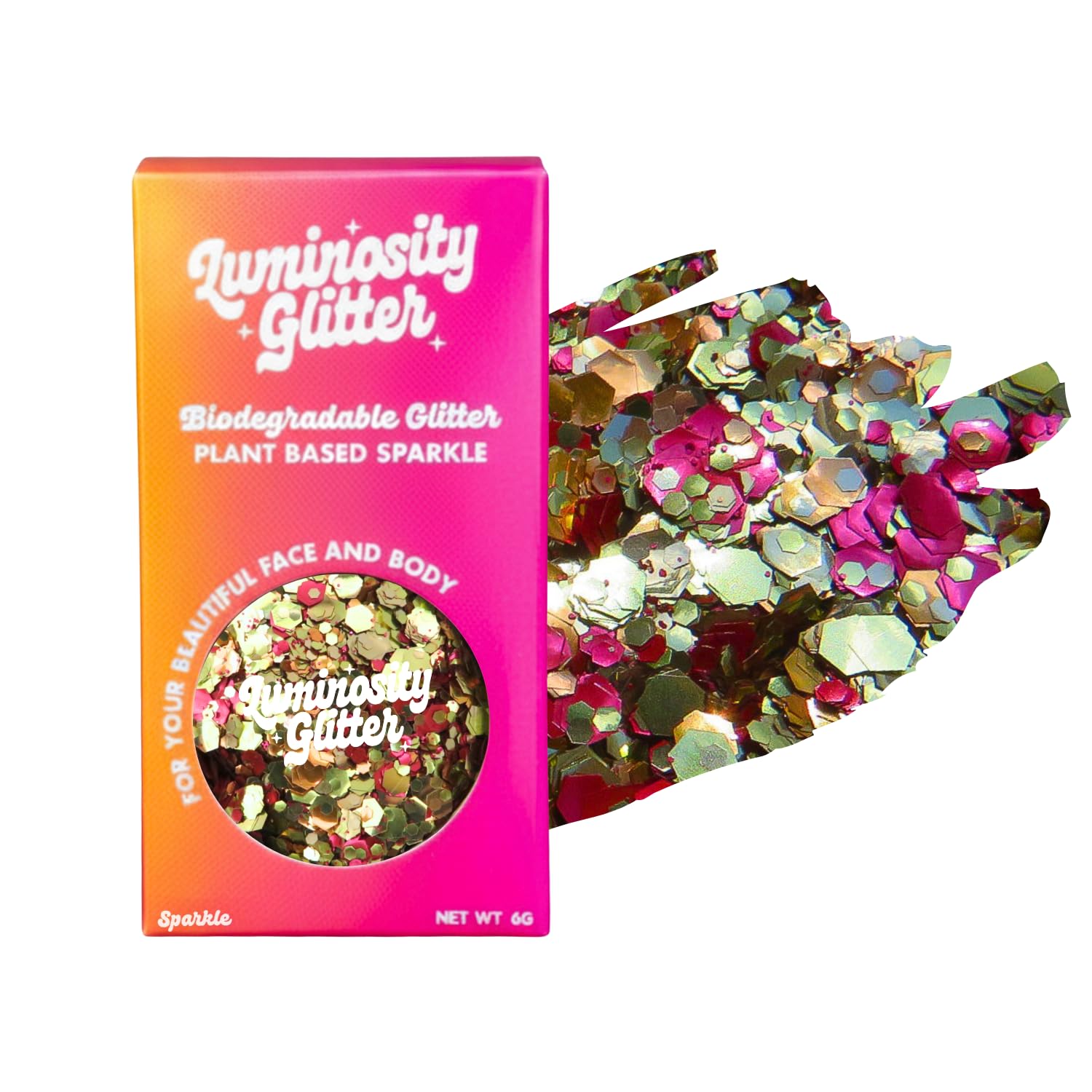Luminosity Glitter Festival Biodegradable Glitter - Eco Friendly Makeup for Face and Body - Hair and Nail Art - Loose Glitter 6g Pot - Vegan Friendly - Autumn Leaves