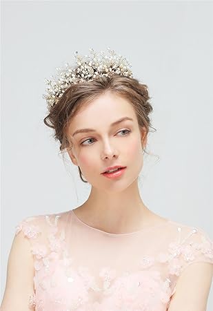 Lilimo Bride Double Freshwater Pearl Princess Crown Hair