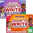 QUOKKA Busy Book Handwriting Practice for Kids - 2 Set - Learn to Write for Toddlers Age 3 4 5 - | 24 Tasks | 4 Dry Erase Markers | - Homeschool Preschool Learning Activities