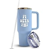 Sorority Shop Pi Beta Phi 40oz Tumbler with Handle - Best Friend Tumblers for Women - Cute Sorority Engraved Tumbler - Insulated Tumblers to Keep Your Drinks Cold or Hot for Hours