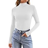 Tankaneo Womens Mock Turtle Neck Tops Long Sleeve Slim Fitted Shirts Ribbed Knit Basic Tees Thermal Shirts