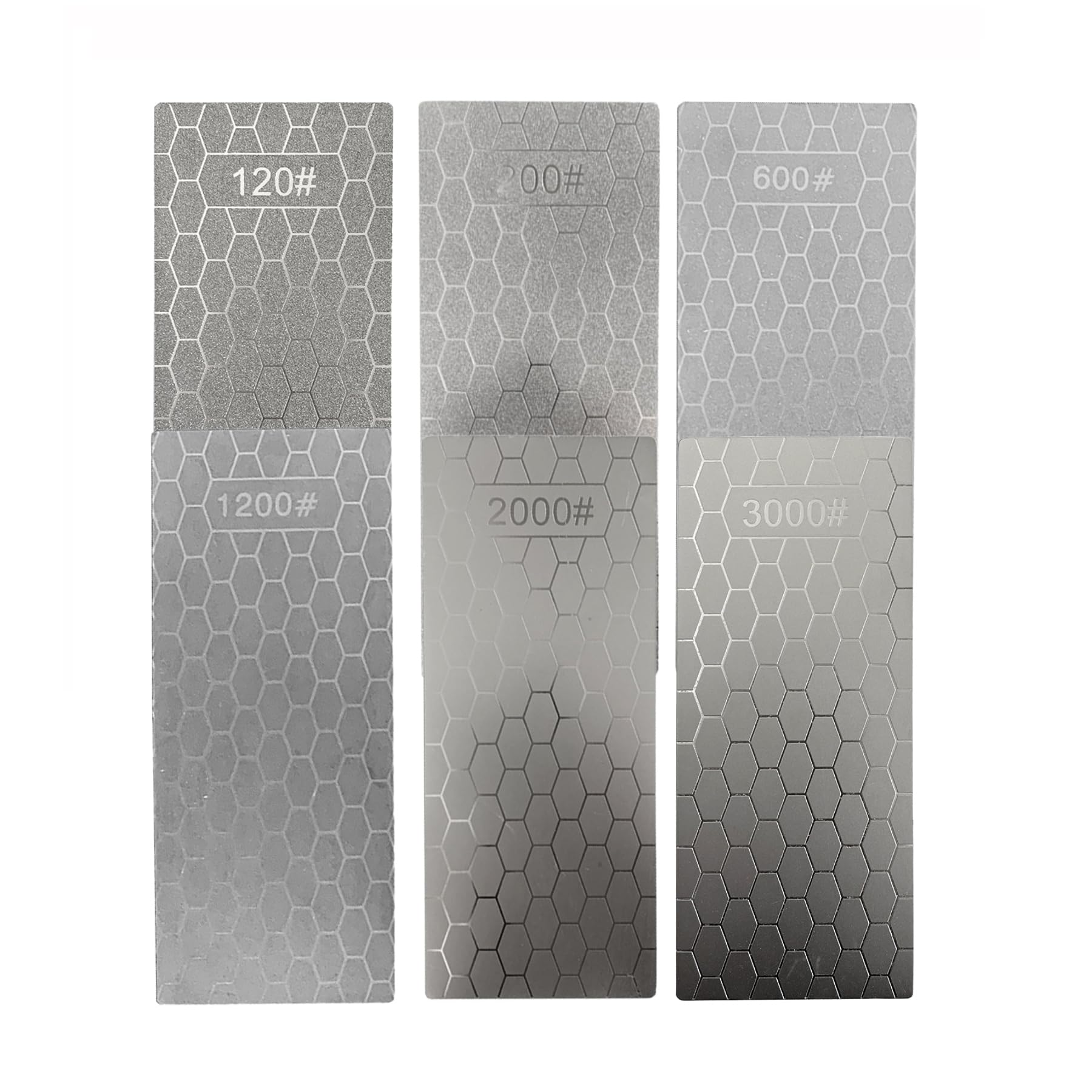 6 Pcs Diamond Sharpening Plates,120# 200# 600# 1200# 2000# 3000# Diamond Sharpening from Extra Coarse to Extra Fine Grit for Various Tools