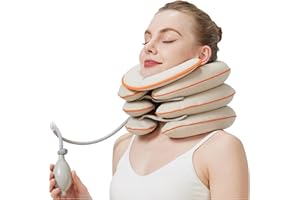 SOKNAZQ Cervical Spine Anterior and Posterior Bi-Directional Stretching and Traction Device, Neck Support Brace, Inflatable Adjustable Neck Stretcher for Cervical Pain Relief, Neck Stretching