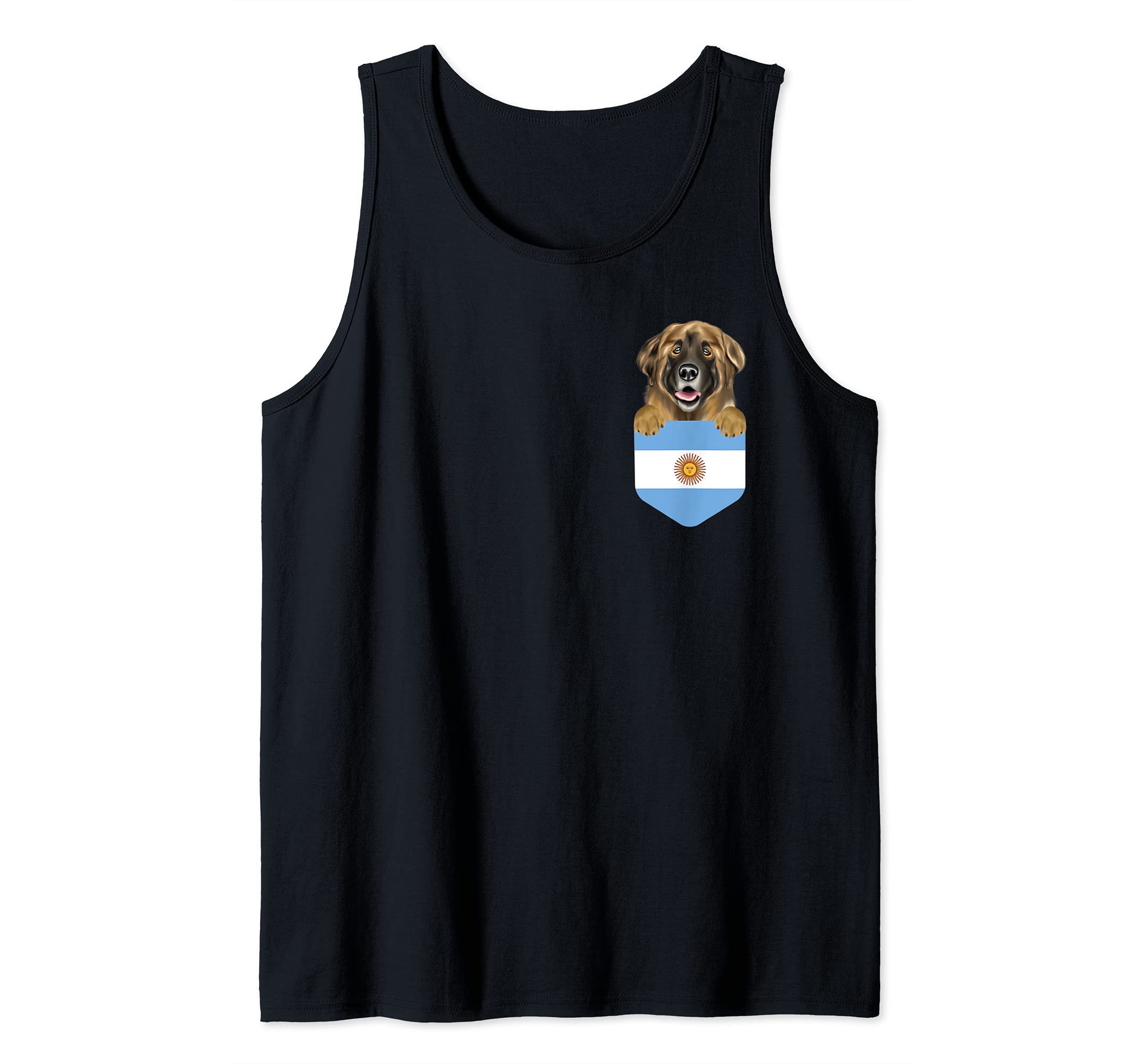 Argentina Flag Leonberger Dog In Pocket Tank Top