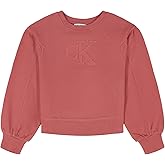 Calvin Klein girls Long Sleeve Popover Cozy Crew Neck Sweatshirt