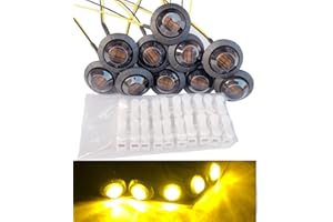 10Pcs Smoked Amber 3Led 12V 3/4'' LED Marker Clearance Lights Chicken Round Trailer Side Marker Signal Lamp Bullet Lights for