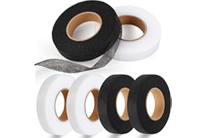 Phinus 6 Rolls Iron On Hemming Tape, 3/5 INCH x 20 Yards No Sewing Hem Tape, Fabric Adhesive Tape for Pants, Shirts, Jackets, Skirts, Socks, DIY Crafts (White and Black)