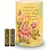 Butterfly Rose Flameless Candle, Battery Operated Flickering LED Candle | 4x6in Pillar, Batteries Included, ON/OFF/Timer Mode