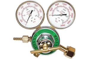 KLLsmDesign Heavy Duty Oxygen Regulator, Large Tank Gauge Cutting Torch Regulator, Outlet 0-200PSI Inlet 0-4000PSI CGA 540
