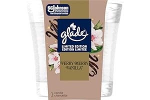 Glade Very Merry Vanilla Holiday Scented 1-Wick Candle, Air Freshener Infused with Essential Oils for Christmas Home Fragranc