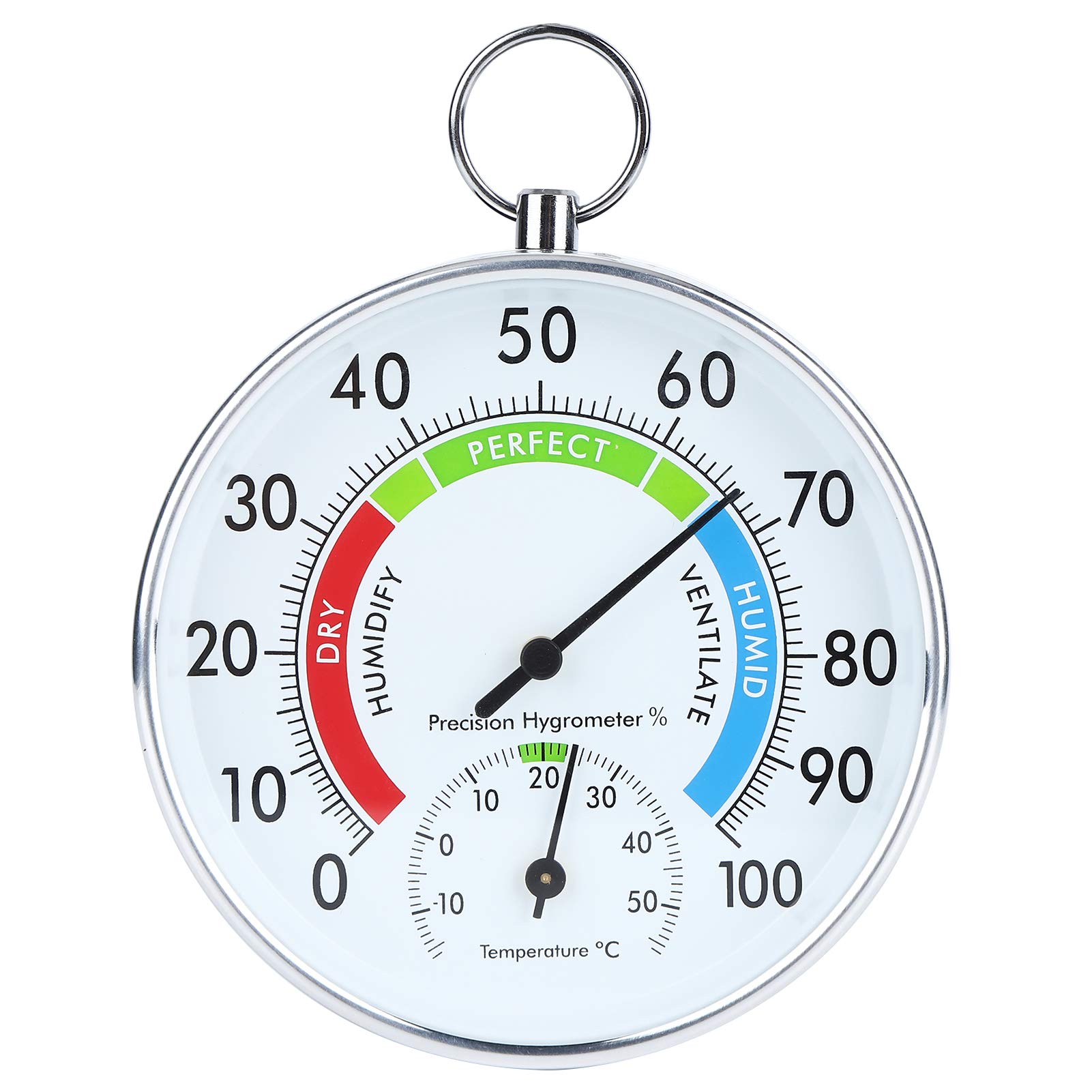 Indoor Thermometer, Greenhouse Thermometer Hygrometer Aluminum Alloy with Hanging for Household Indoor, Greenhouse Planting and Warehouse