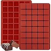 JOERSH 2PCS Square Silicone Caramel Hard Candy Molds for Chocolate, Truffles, Ganache, Jelly, Praline, Brownie, Butter, Ice C