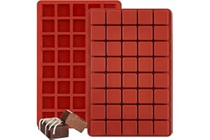 JOERSH 2PCS Square Silicone Caramel Hard Candy Molds for Chocolate, Truffles, Ganache, Jelly, Praline, Brownie, Butter, Ice Cube Tray
