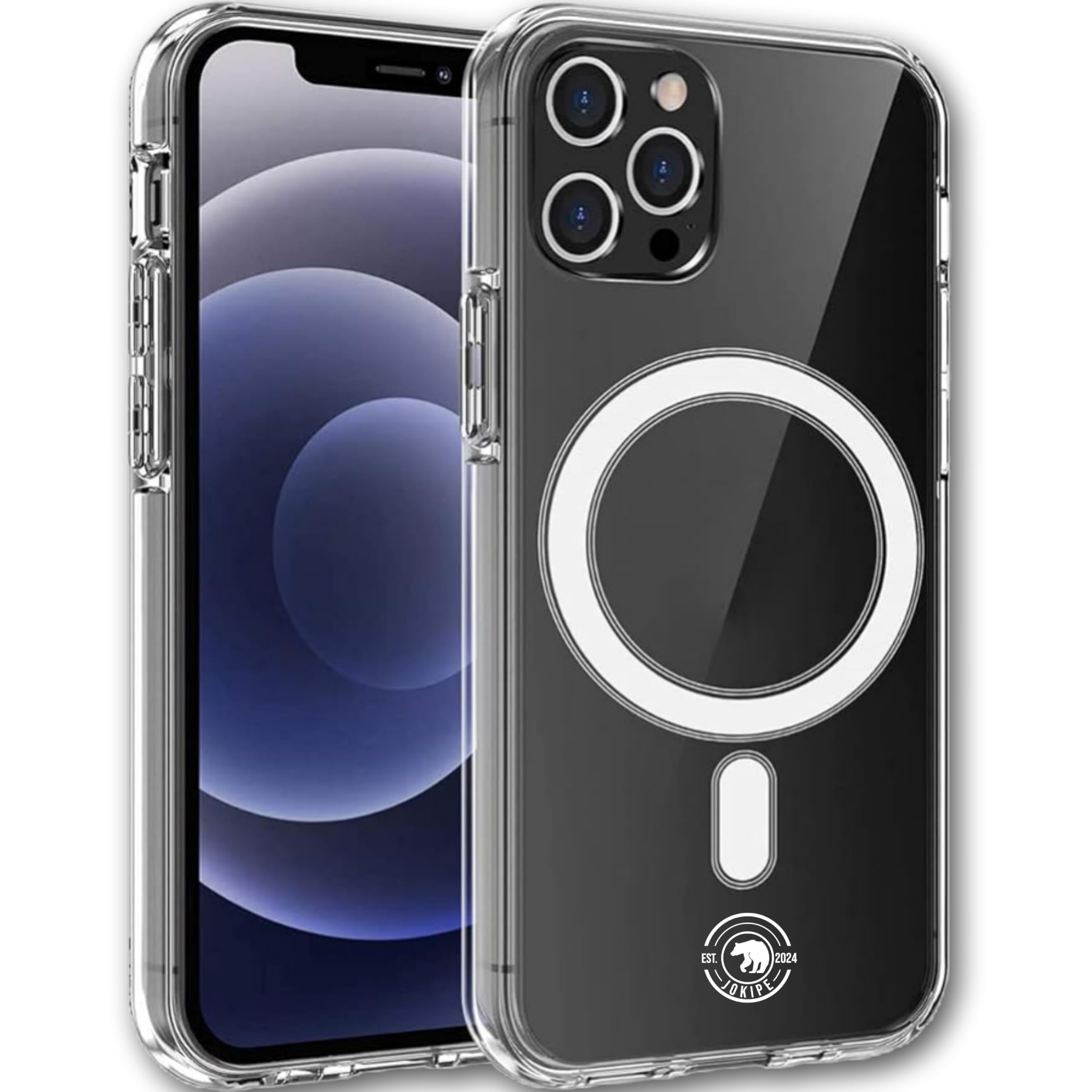 JOKIPE Magnetic Clear TPU Phone Case for iPhone 16, Clear Shockproof Wireless Charging Acrylic Transparent Case