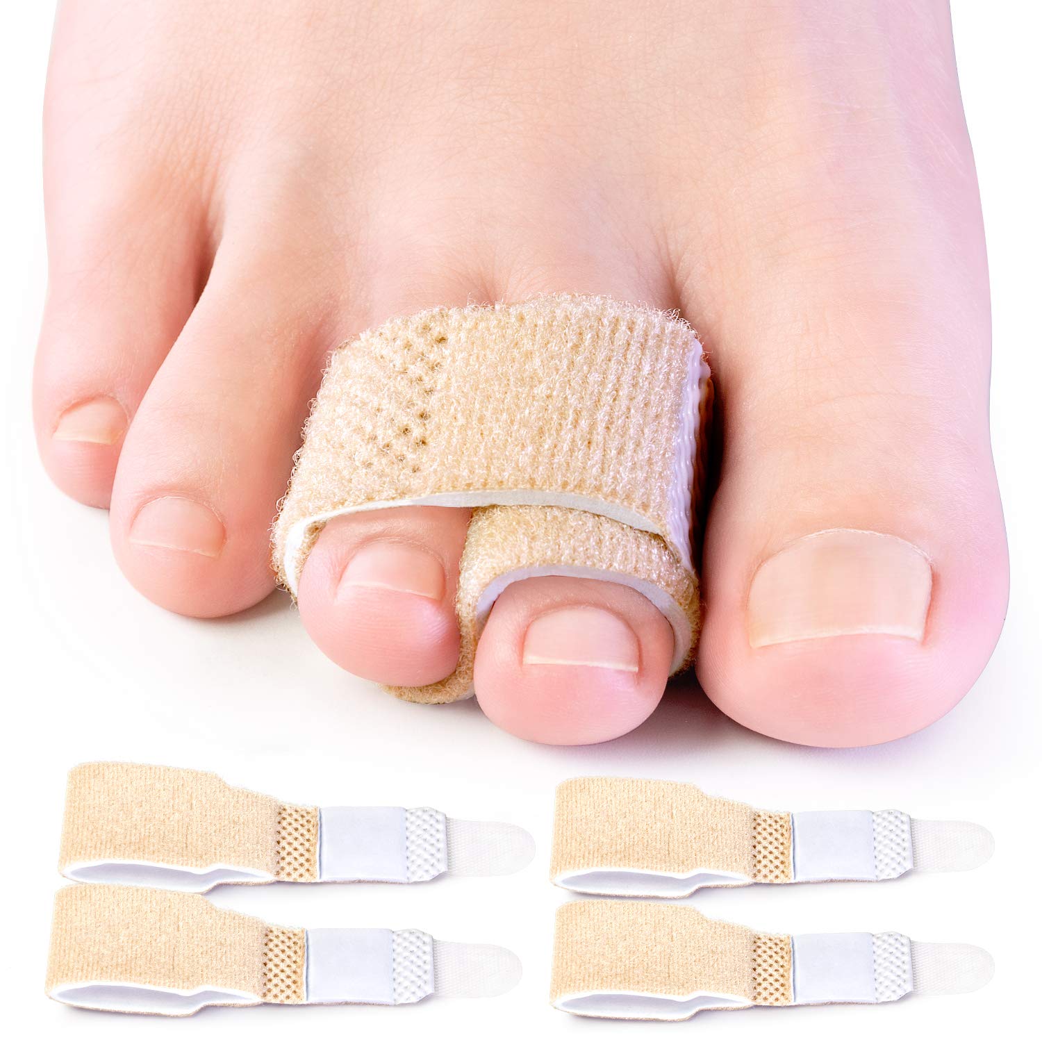 Bukihome Toe Bandage for Separating Curled Toes, Protecting Curved Toes and Hammertoes, Overlapping Toe Protector(4Packs)