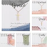 Tondiamo Faith Cross Necklaces Bulk Christian Gifts for Women Easter Religious Gift Bible Verse Card, Gold