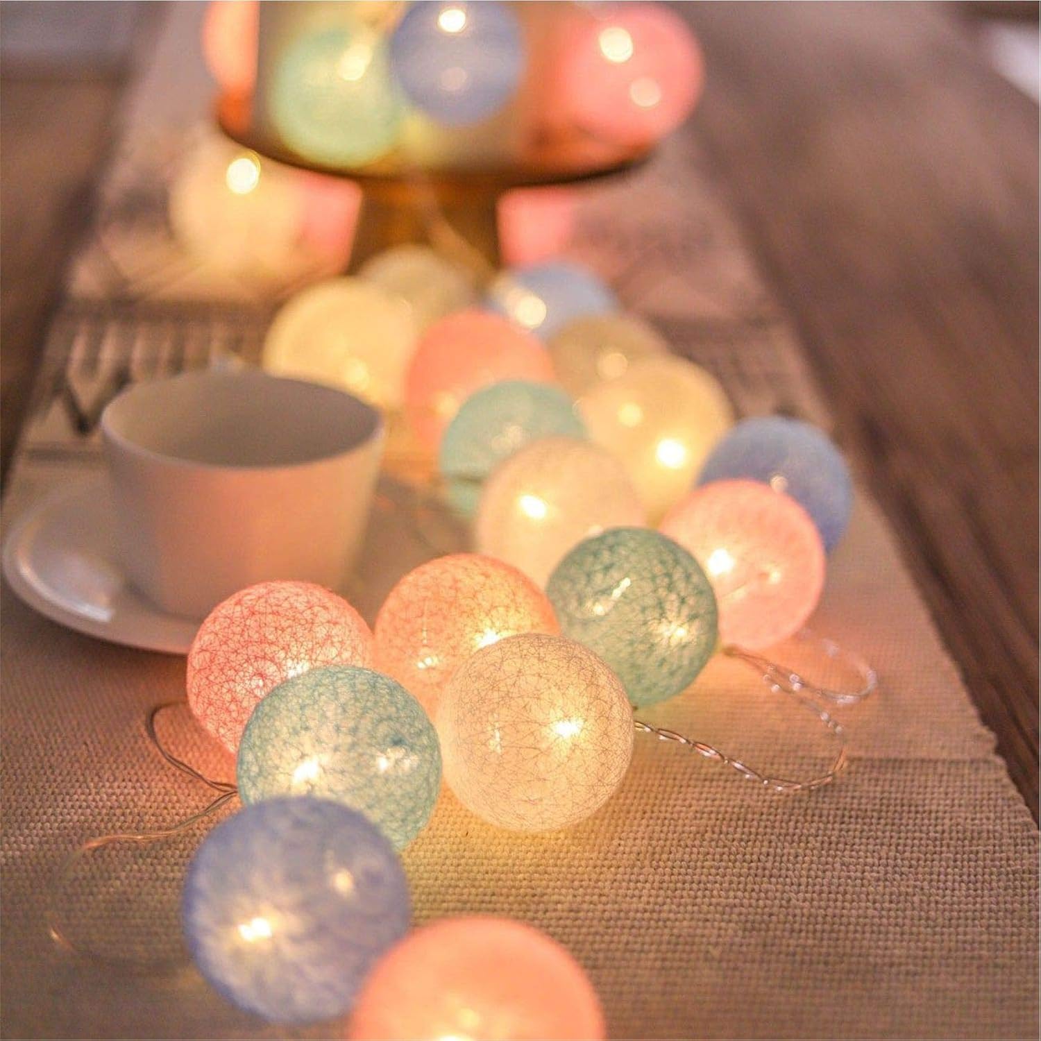 Fairy Lights Starry LED String Lights 20 PCS Indoor/ Outdoor Cotton Ball Warm Lighting Wall Light for Bedroom, Wedding Party ,Home ,Christmas,Halloween,Garden (Batteries, Macarons): Home Improvement