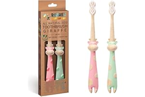ANPEI ROARex Vegan Eco Friendly All Natural Kids Toothbrush Made from Plants – Sweet Baby Giraffe | 100% Biodegradable and Compostable | 1% for The Planet Product
