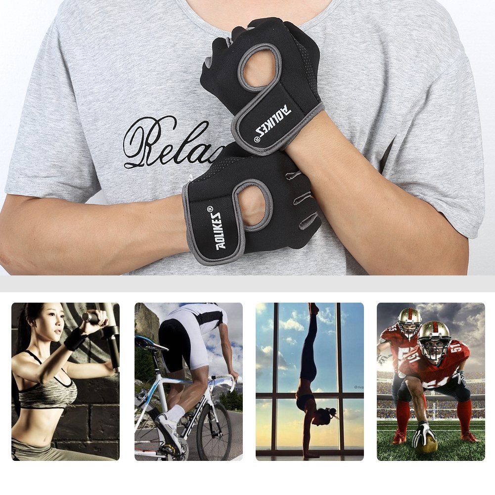 DOB AOLIKES Gym Gloves, Fitness Exercise Workout Weight Lifting Sport Gloves, Pair, Black