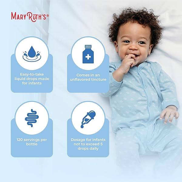 MARYRUTH ORGANICS USDA ORGANIC INFANT LIQUID PROBIOTIC DROPS | BABY ESSENTIALS | PROBIOTICS FOR INFANTS | BABY PROBIOTIC DROPS | PROPRIETARY PROBIOTIC BLEND | VEGAN | NON GMO | 125 SERVINGS
