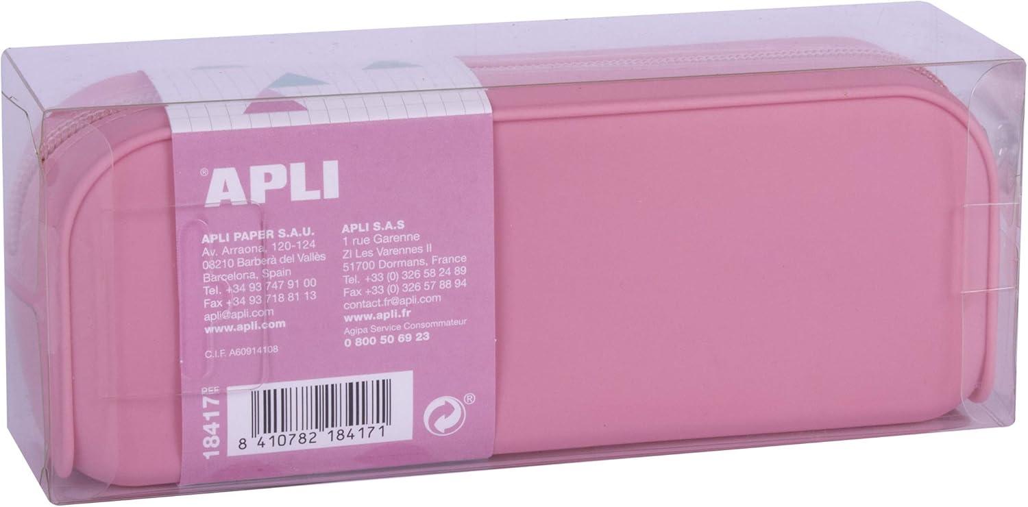 APLI 18417 - Nordik Collection Multi-Purpose Silicone Pencil Case - Pink - School Pencil Case 185 x 75 x 55 mm - Image 3