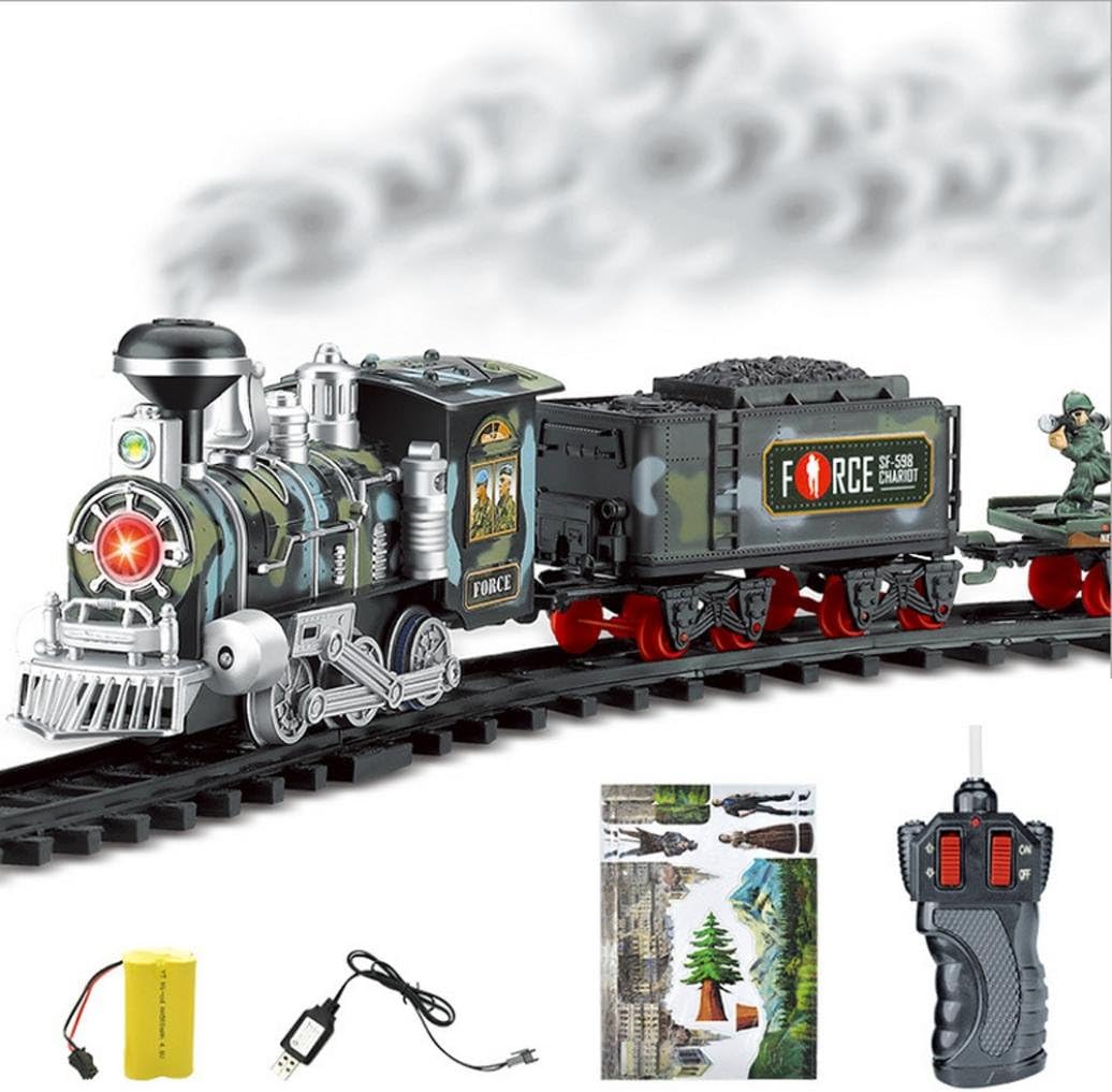 Remote Control Conveyance Car Electric Steam Smoke RC Train Set Model