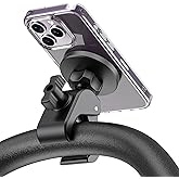 Magnetic Phone Holder Clamp Mount – 20 x N52 Strong Magnet Mount for Gym, Spin Bike (Fits Peloton), Treadmill, Stroller, Golf Cart, Shopping Cart – Compatible with Mag-Safe iPhone 12-17 Series