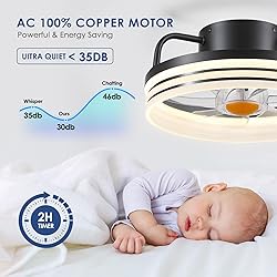 BYKISTOK Ceiling Fans with Lights - 13" Bladeless
