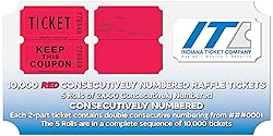 INDIANA TICKET CO. 10,000 RED CONSECUTIVELY