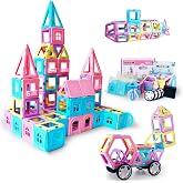 MAGBLOCK 102Pcs Magnetic Castle Tiles for 3+ Year Old Girls Boys | Castle Magnet Toy Building Block for Kids, Magnetic Blocks Educational Montessori STEM Toys for Kid Girls Gifts