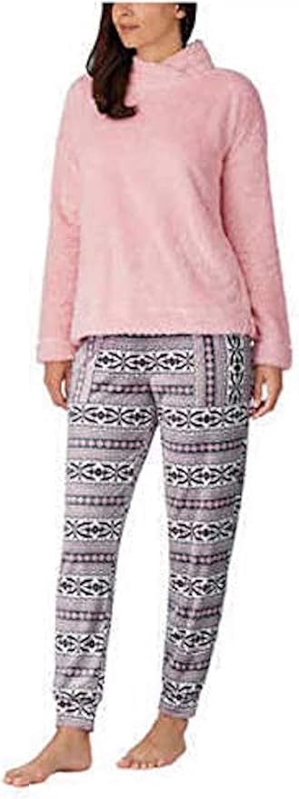 Amazon.com: Jane and Bleecker Ladies Cozy Fleece Lounge Pajama Set (Pink, MEDIUM): Clothing