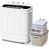 SUPER DEAL Compact Mini Twin Tub Washing Machine 13lbs Capacity Portable Washer Wash and Spin Cycle Combo, Built-in Gravity Drain for Camping, Apartments, Dorms, College, RV&rsquo;s and Small Spaces