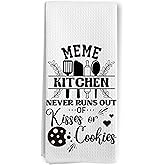 BitKAM Meme Gifts Kitchen Towels, Meme Grandma Gifts for Mother's Day Birthday Dish Tea Towels, Best Grandma Gift from Grandkids Decorative Hand Towels for Kitchen, 16x24 Inches
