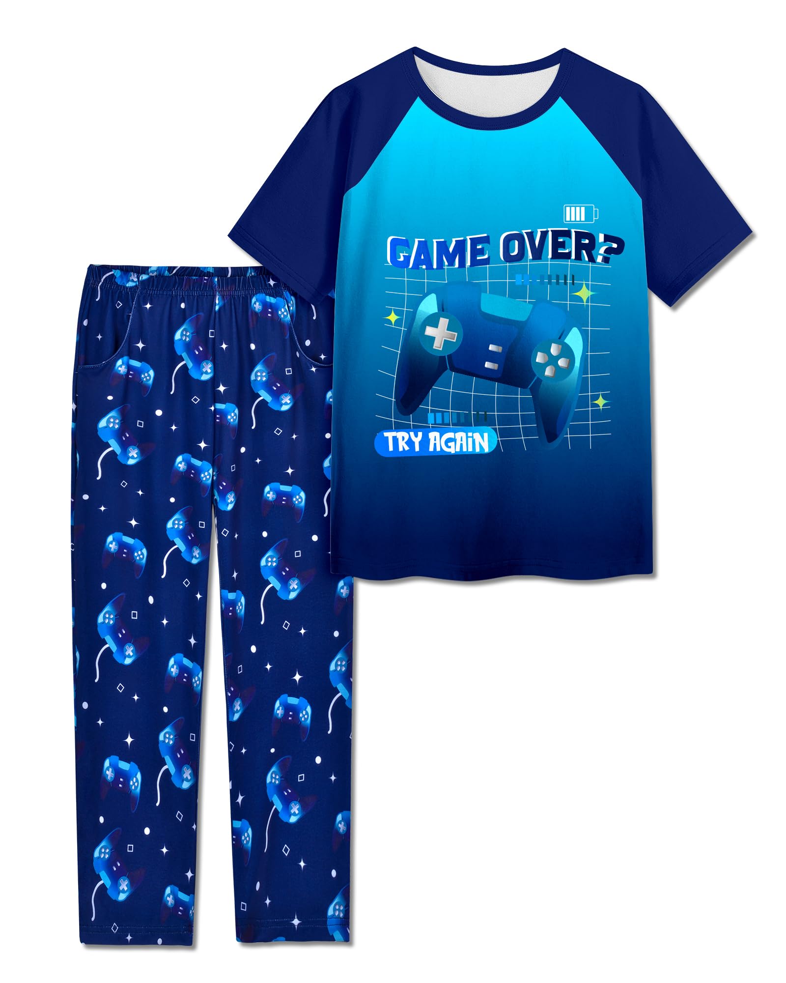 Photo 1 of Boys Pajamas Little Big Boys Pajamas Short Sleeves and Pants 2 Pieces Gamer Summer Pjs Set Kid Sleepwear Size 10