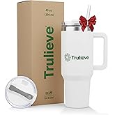TRULIEVE 40oz Insulated Tumbler with Handle and Straw – Stainless Steel Travel Coffee Mug, Double-Wall Vacuum Cup for Hot & Cold Drinks, Spill-Resistant Lid, Large Capacity for Work, Gym & Commute
