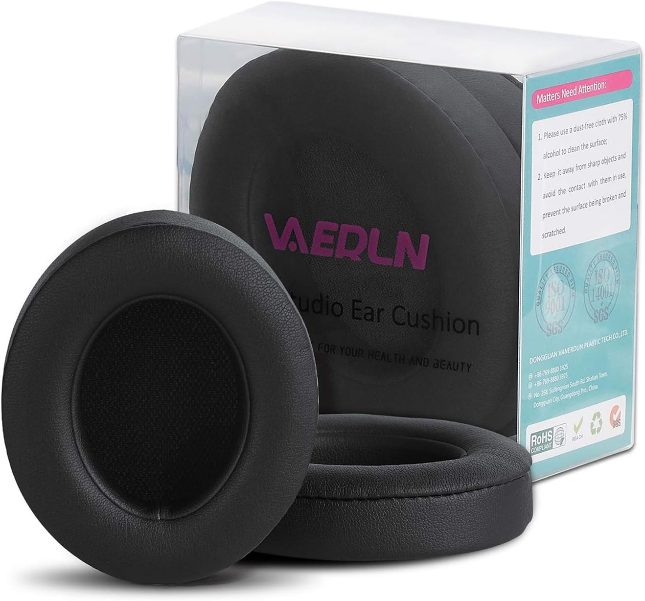 Vanerdun Replacement Ear Pads - Compatible with Beats Studio 2/3 Wired/Wireless & Beats B0500 B0501 Headphone - Protein Leather Memory Foam Ear Cushion - Black