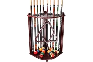 GSE Games & Sports Expert Corner-Style Floor Stand Billiard Pool Cue Racks with Score Counters, Holds Pool Cue Sticks, Balls Set, Ball Racks