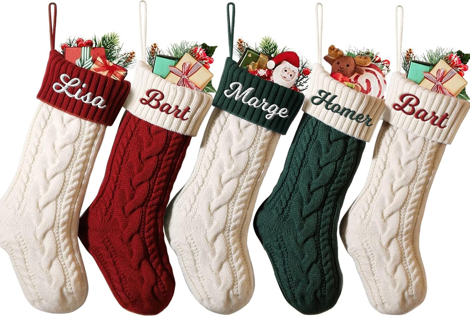 Stockings & Holders - Personalized Christmas Stockings Custom Name Family Christmas Stockings 18” Large Knit Knitted Xmas Stocking for Kids, Rustic Farmhouse Fireplace Hanging Ornament Christmas Holiday Party Decoration