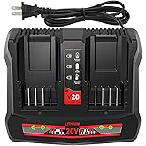 Ahomtikk 20 Volt Dual Port Charger Replacement for Craftsman 20V Battery Charger CMCB124 Compatible with Craftsman V20 Lithium Ion Battery CMCB202 CMCB204 CMCB205 CMCB206 (Not for 12V/19.2V)