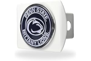 Pennsylvania State University Lions White Metal Hitch Cover with 3D Colored Team Logo by FANMATS - Round Molded Design – Easy Installation on Truck, SUV, Car - Ideal Gift for NCAA College Fan/Student