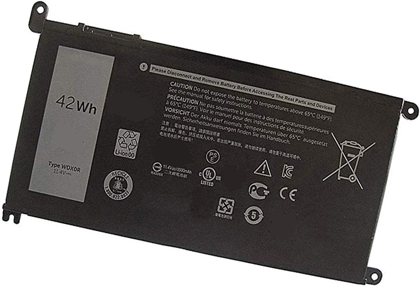 WDXOR Laptop Battery Compatible with Inspiron 13-7368 7378 5378/14-7460/15-5568 5567 7560 7569/17-5770 3CRH3 Series WDX0R T2JX4