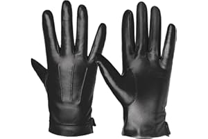 Harssidanzar Sheepskin Leather Gloves for Men, Warm Cashmere Lined Touch Screen Leather Gloves SM052CA