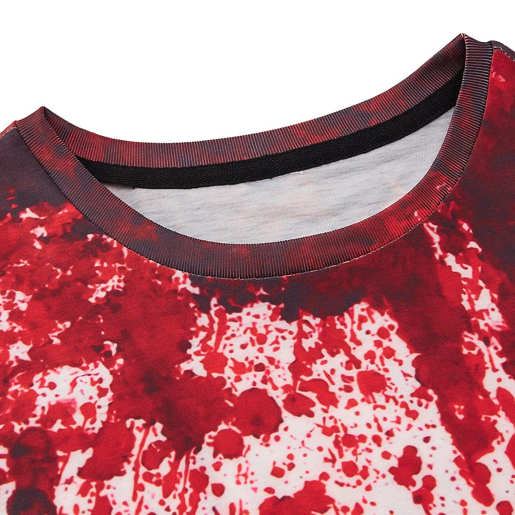 Kids Boys T-Shirts Blood Graphic Printed Funny Halloween Shirts Short Sleeve Tops Classical Round Neck Tees Birthday for 6-8 Years Old