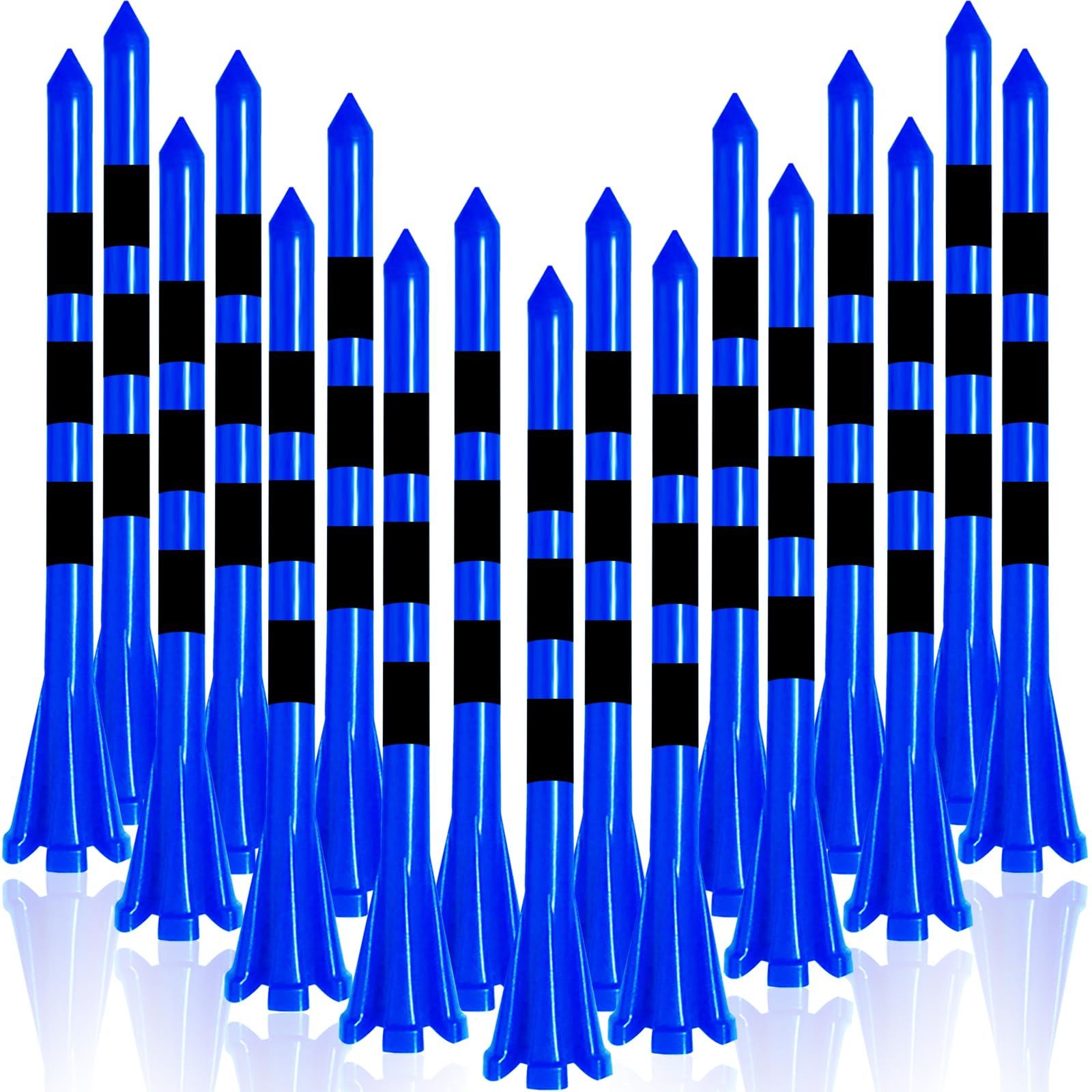 FINGER TEN Golf Tees Plastic Unbreakable 2 3/4 3 1/4 Inch Value 50 Count, 83mm 70mm Tee Durable Pro Upgrade Step Up Long Premium Color White Blue Orange Green Mixed (Blue&Black, 83mm)