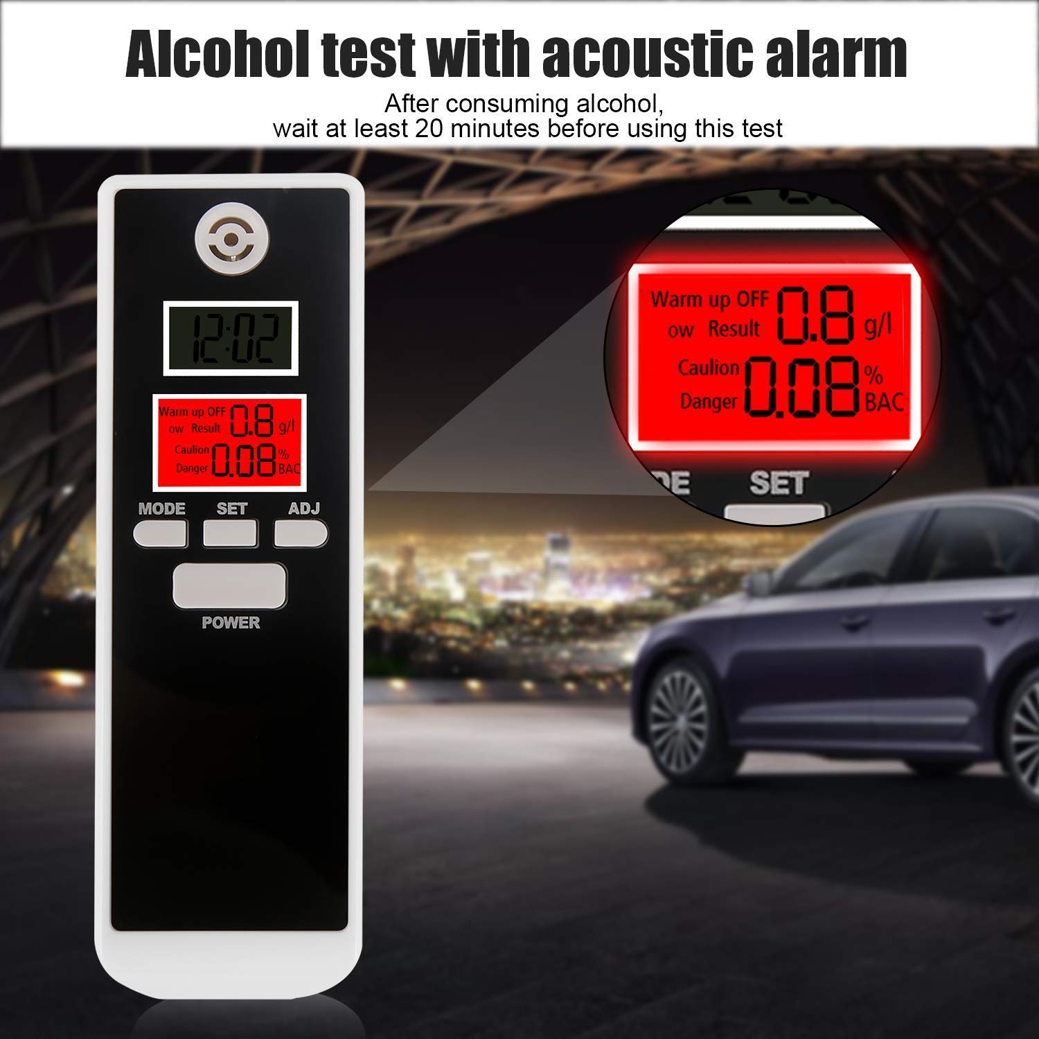 Alcohol Breathalyzer bedee Brethalizer Breathalyser Kit Alcohol Breath Tester Professional Digital Breath Analyzer Large LCD Display High Accuracy Fast Response Backlight Portable Electronic Breathalyzer
