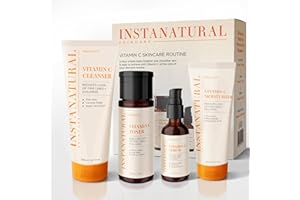 InstaNatural Vitamin C Four Step Skin Care Set, Brightens, Hydrates, Prevents Signs of Aging, Face Wash, Toner, Serum and Moisturizer, with Botanical Extracts - 1.68 Fl Ounce (Pack of 4)