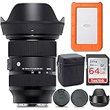 Sigma 24-70mm f/2.8 DG DN Art Zoom Full Frame Sony E-Mount Lens with LaCie Rugged Mini 1TB Hard Drive and 64GB SD Card Bundle